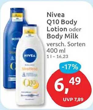 Nivea Q10 Body Lotion oder Body Milk 400 ml