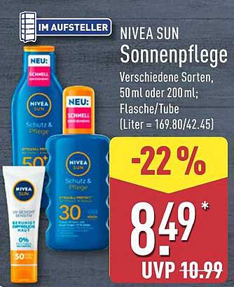 NIVEA SUN Sonnenpflege - Verschiedene Sorten, 50 ml oder 200 ml; Flasche/Tube