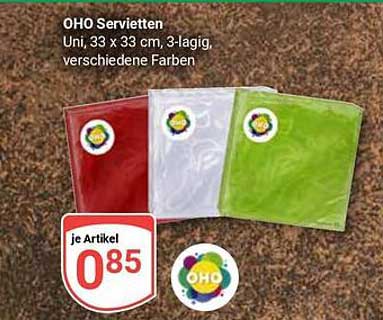 OHO Servietten Uni, 33 x 33 cm, 3-lagig, verschiedene Farben