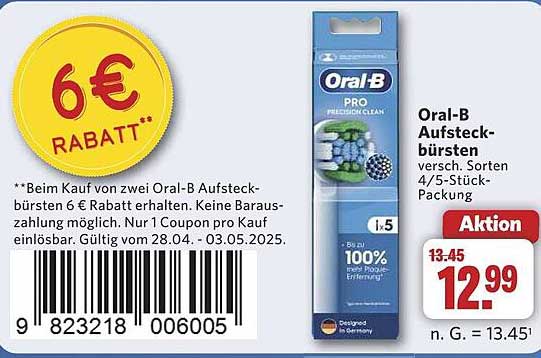 Oral-B Aufsteckbürsten 4/5-Stück-Packung