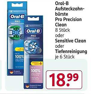 Oral-B Aufsteckzahnbürste Pro Precision Clean 8 Stück oder Sensitive Clean oder Tiefenreinigung je 6 Stück