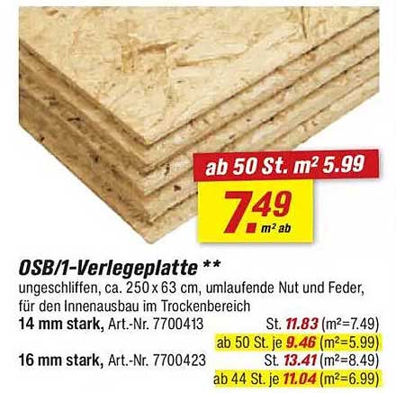 OSB/1-Verlegeplatte - Ungeschliffen für den Innenausbau