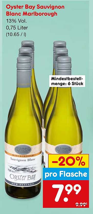 Oyster Bay Sauvignon Blanc Marlborough 0,75 Liter