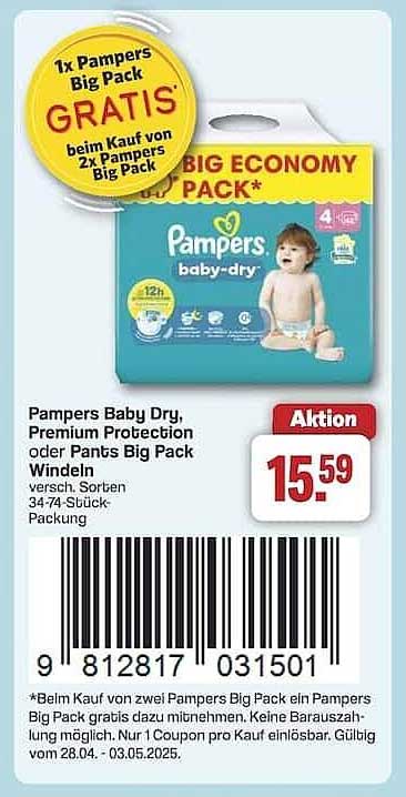Pampers Baby Dry, Premium Protection oder Pants Big Pack Windeln
