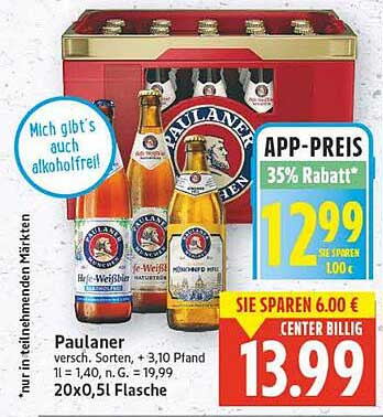 Paulaner Bier Sortiment 20x0,5L