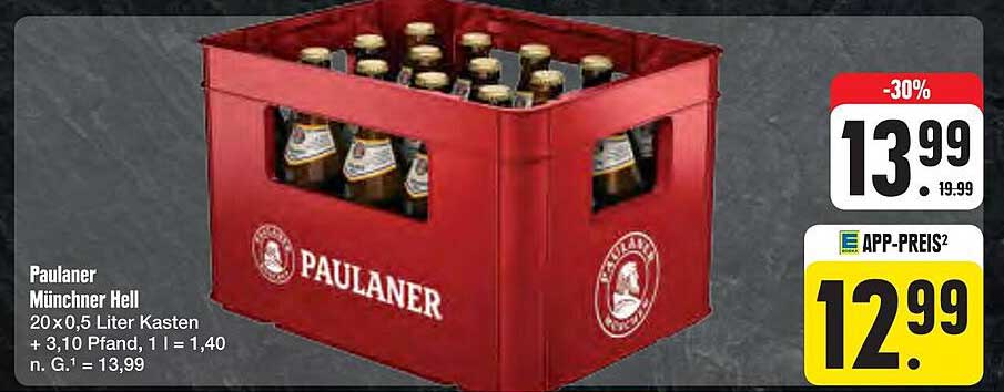 Paulaner Münchner Hell 20 x 0,5 Liter Kasten