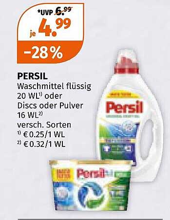 PERSIL Waschmittel flüssig 20 WL oder Discs oder Pulver 16 WL