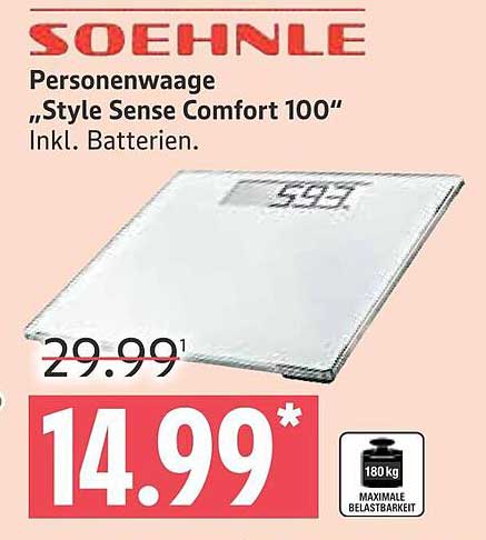 Personenwaage „Style Sense Comfort 100“ mit inkl. Batterien