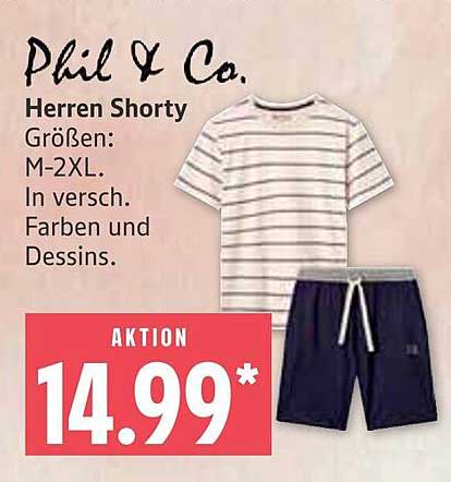Phil & Co. Herren Shorty - Ideal für entspannte Tage zu Hause