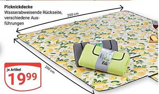 Picknickdecke 200 cm x 200 cm - Wasserabweisende Rückseite