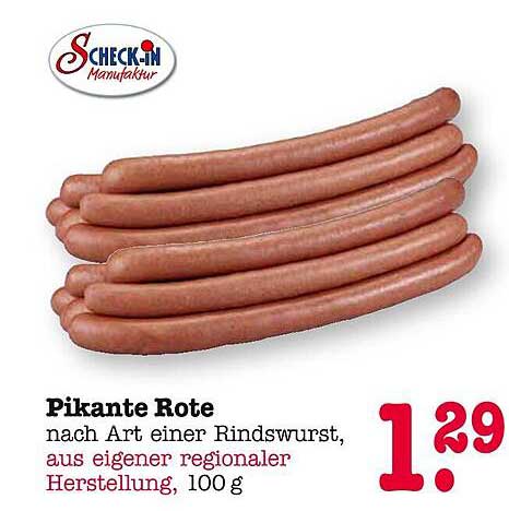 Pikante Rote nach Art einer Rindswurst, aus eigener regionaler Herstellung, 100 g