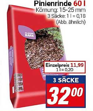 Pinienrinde 60 l – 3 Säcke für nur 32,00 €
