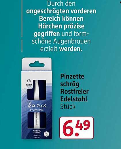 Pinzette schräg Rostfreier Edelstahl Stück