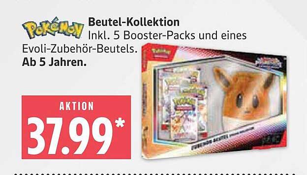 Pokémon Beutel-Kollektion inkl. 5 Booster-Packs und eines Evuli-Zubehör-Beutels