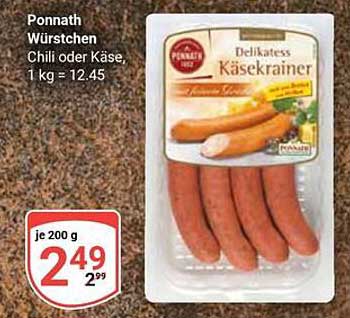 Ponnath Käsekraïner Wurst - Chili oder Käse, 200 g