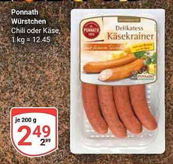 Ponnath Würstchen Delikatess Käsekraîner, 200 g für nur 2,49€