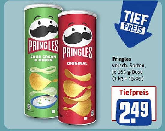 Pringles - Verschiedene Sorten, je 165-g Dose