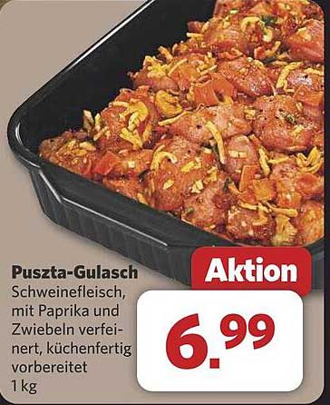 Puszta-Gulasch - Schweinefleisch mit Paprika und Zwiebeln, küchenfertig vorbereitet 1 kg