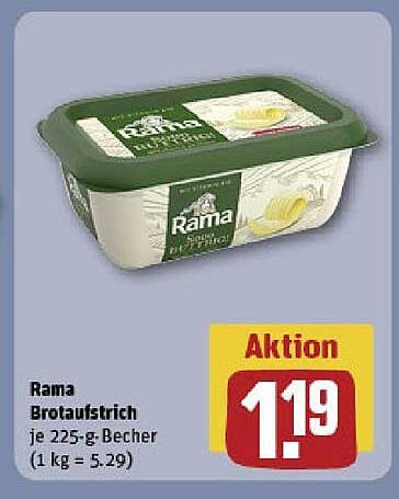 Rama Brotaufstrich je 225-g-Becher (1 kg = 5,29)