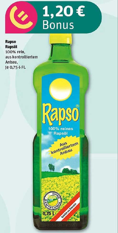 Rapso Rapsöl 100% rein, 0,75 L