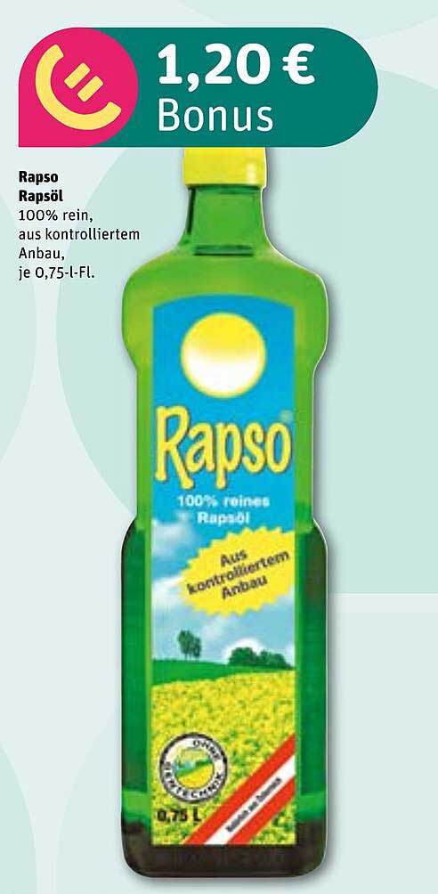Rapso Rapsöl 100% rein, aus kontrolliertem Anbau
