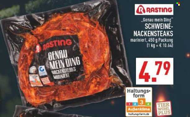 Rasting Schweine-Nackensteaks mariniert, 450 g