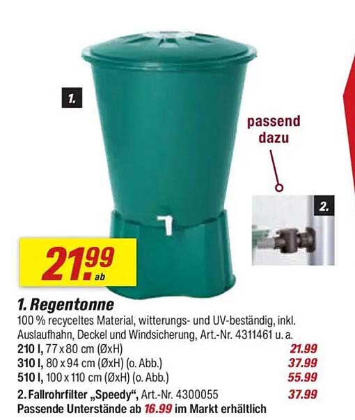 Regentonne aus 100% recyceltem Material