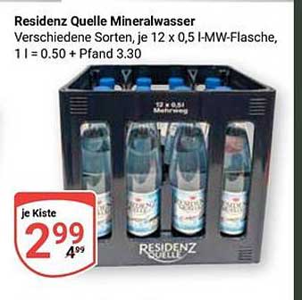 Residenz Quelle Mineralwasser 12 x 0,5 l MW-Flasche