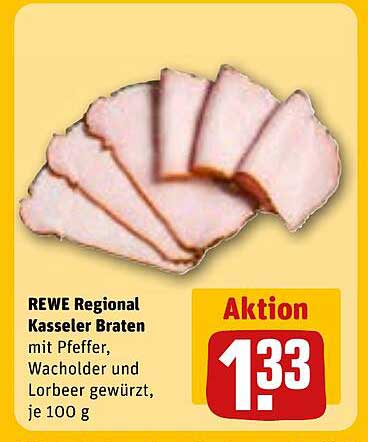 REWE Regional Kasseler Braten mit Pfeffer, Wacholder und Lorbeer gewürzt, je 100 g