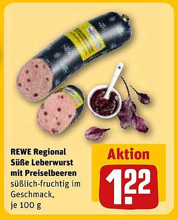 REWE Regional Süße Leberwurst mit Preiselbeeren süßlich-fruchtig im Geschmack, je 100 g