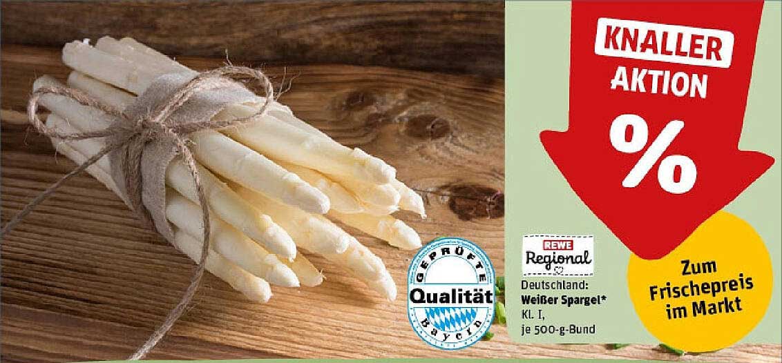 REWE Regional: Weißer Spargel* Kl. I je 500-g-Bund