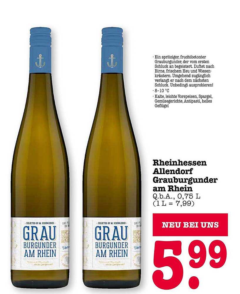 Rheinhesse Allendorf Grauburgunder am Rhein Q.b.A., 0,75 L