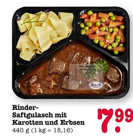 Rinder-Saftgulasch mit Karotten und Erbsen