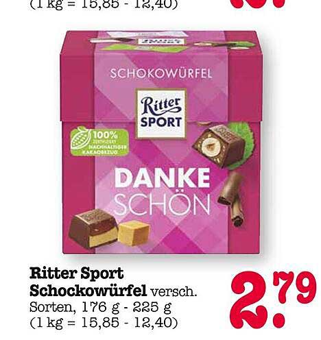 Ritter Sport Schockwürfel, verschiedene Sorten, 176 g - 225 g