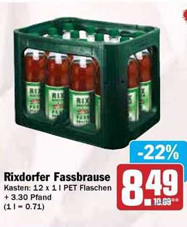Rixdorfer Fassbrause Kasten: 12 x 1 L PET Flaschen + 3.30 Pfand
