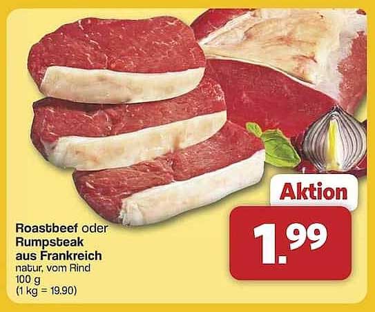 Roastbeef oder Rumpsteak aus Frankreich natur, vom Rind