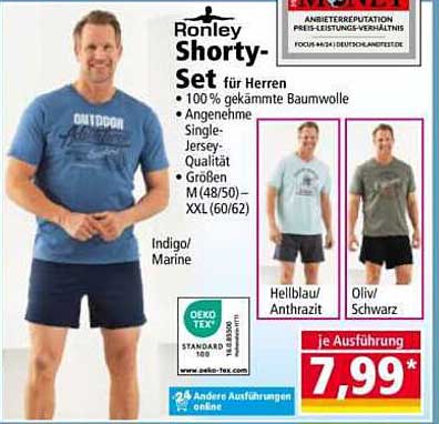 Ronley Shorty-Set für Herren – 100% gekämmte Baumwolle