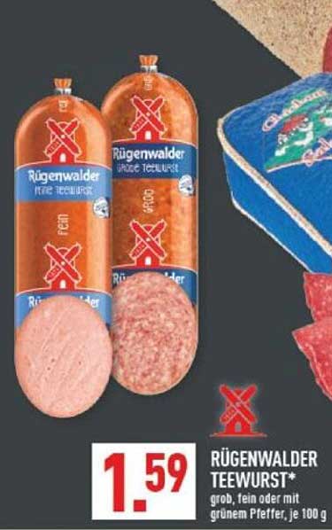 Rügenwalder Teewurst* grob, fein oder mit grünem Pfeffer, je 100 g