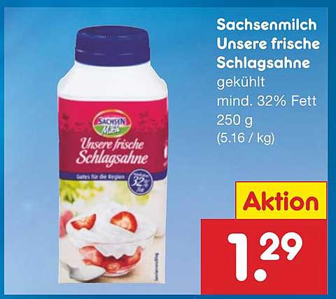 Sachsenmilch Unsere frische Schlagsahne 250 g