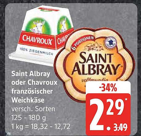Saint Albray oder Chavroux französischer Weichkäse 125 - 180 g