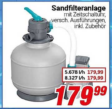 Sandfilteranlage mit Zeitschaltuhr, versch. Ausführungen, inkl. Zubehör