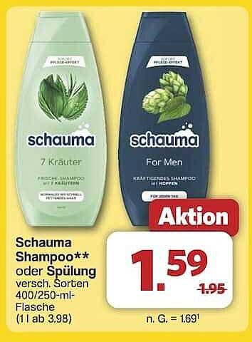 Schauma Shampoo oder Spülung - verschiedene Sorten 400/250-ml-Flasche