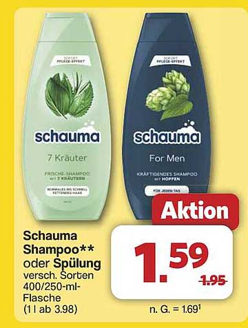 Schauma Shampoo oder Spülung, verschiedene Sorten 400/250-ml-Flasche