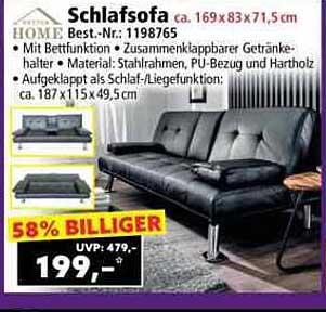 Schlafsofa - Mit Bettfunktion und zusammenklappbarem Getränkehalter