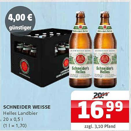 SCHNEIDER WEISSE - Helles Landbier 20 x 0,5 l