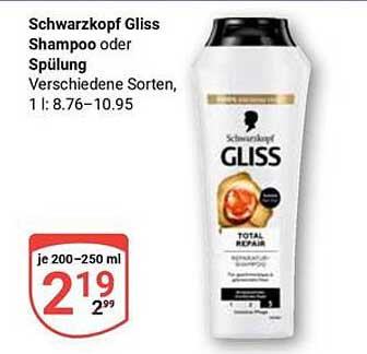 Schwarzkopf Gliss Shampoo oder Spülung, 200-250 ml