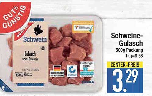 Schweine-Gulasch 500g Packung