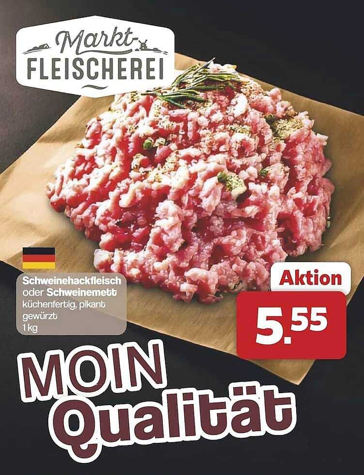 Schweinehackfleisch oder Schweinemett, küchenfertig, pikant gewürzt, 1 kg