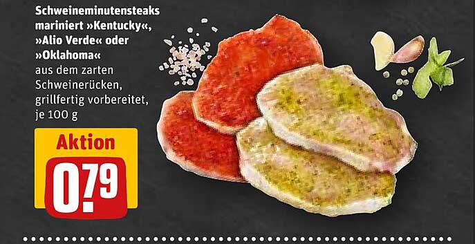 Schweineminutensteaks mariniert »Kentucky«, »Alio Verde« oder »Oklahoma«