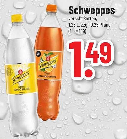 Schweppes, verschiedene Sorten, 1,25 L für nur 1,49 €